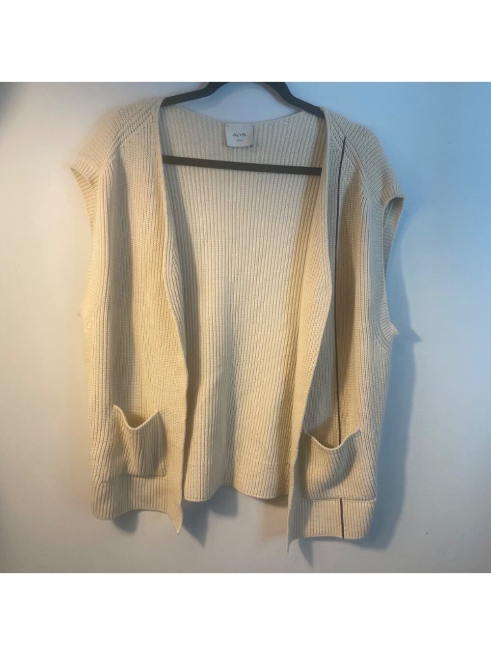 alysi open front ribbed knit sleeveless cardigan